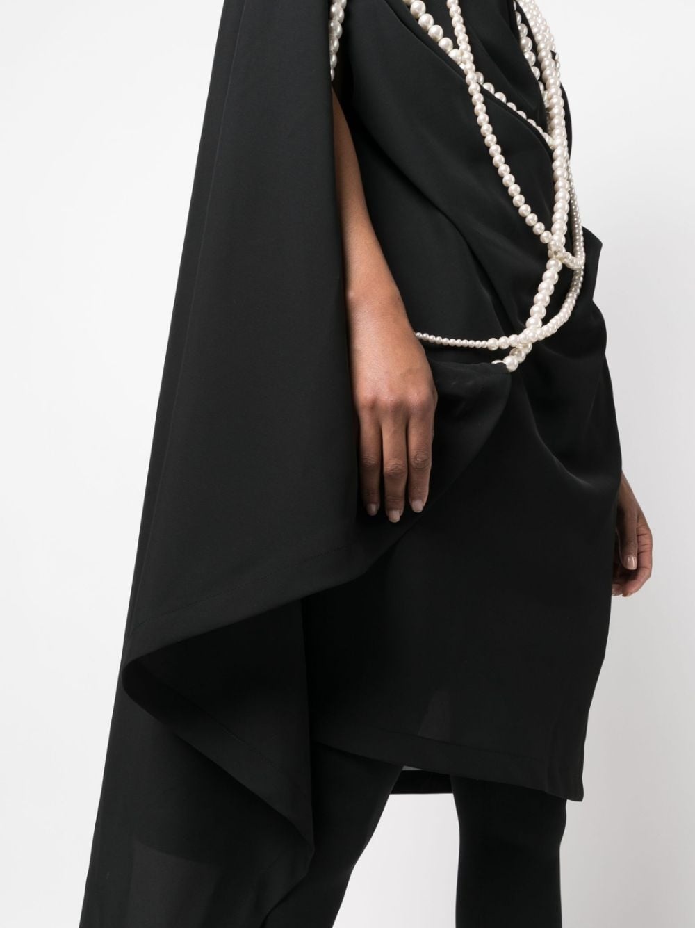 asymmetric pearl-detail minidress - 5