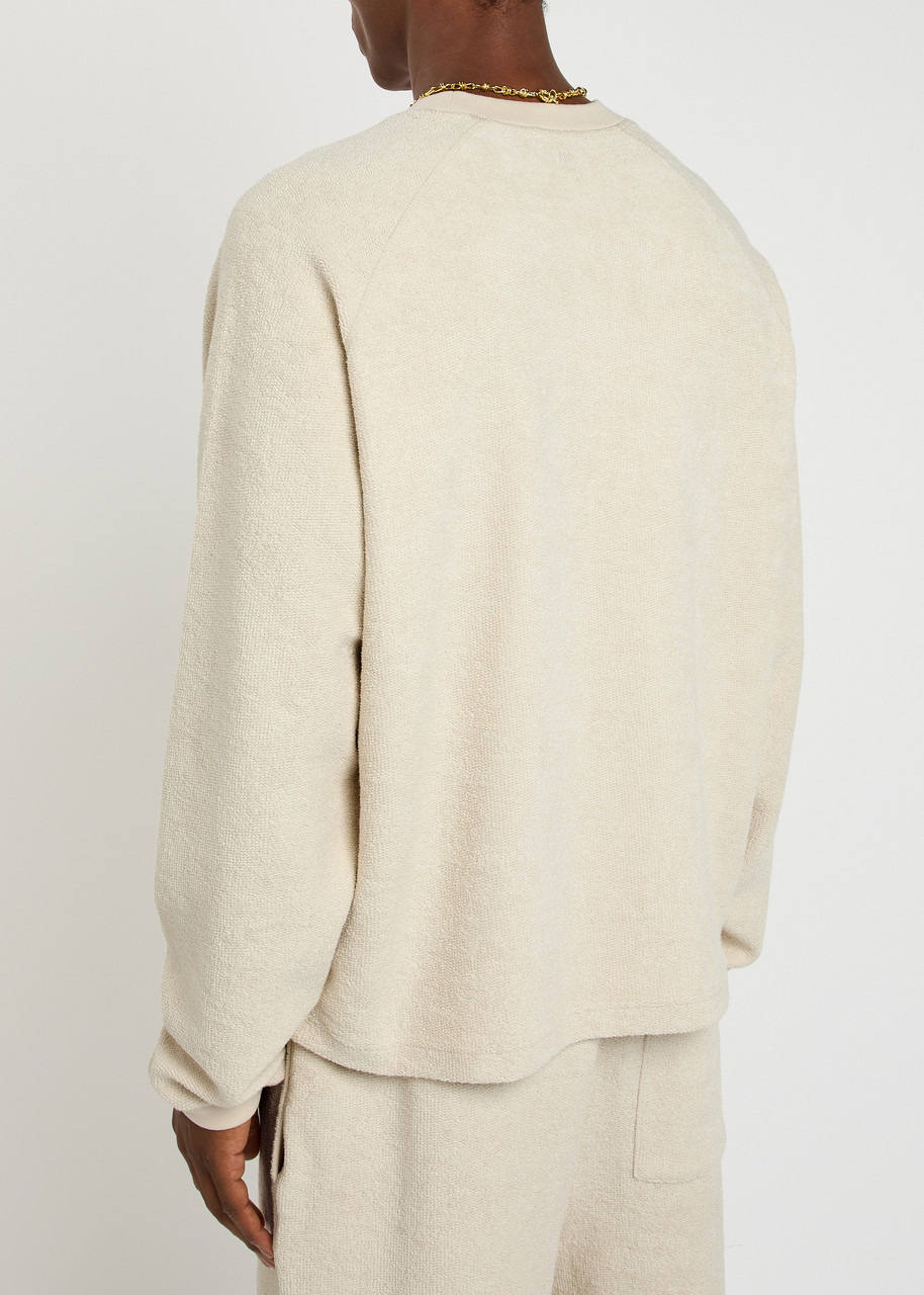 Ami Paris Logo-embroidered Towelling Cotton-blend Sweatshirt - 3