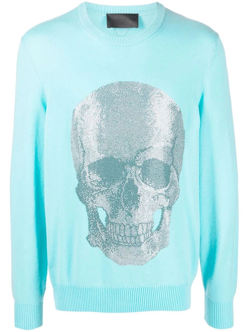 Skull print crewneck sweater 1