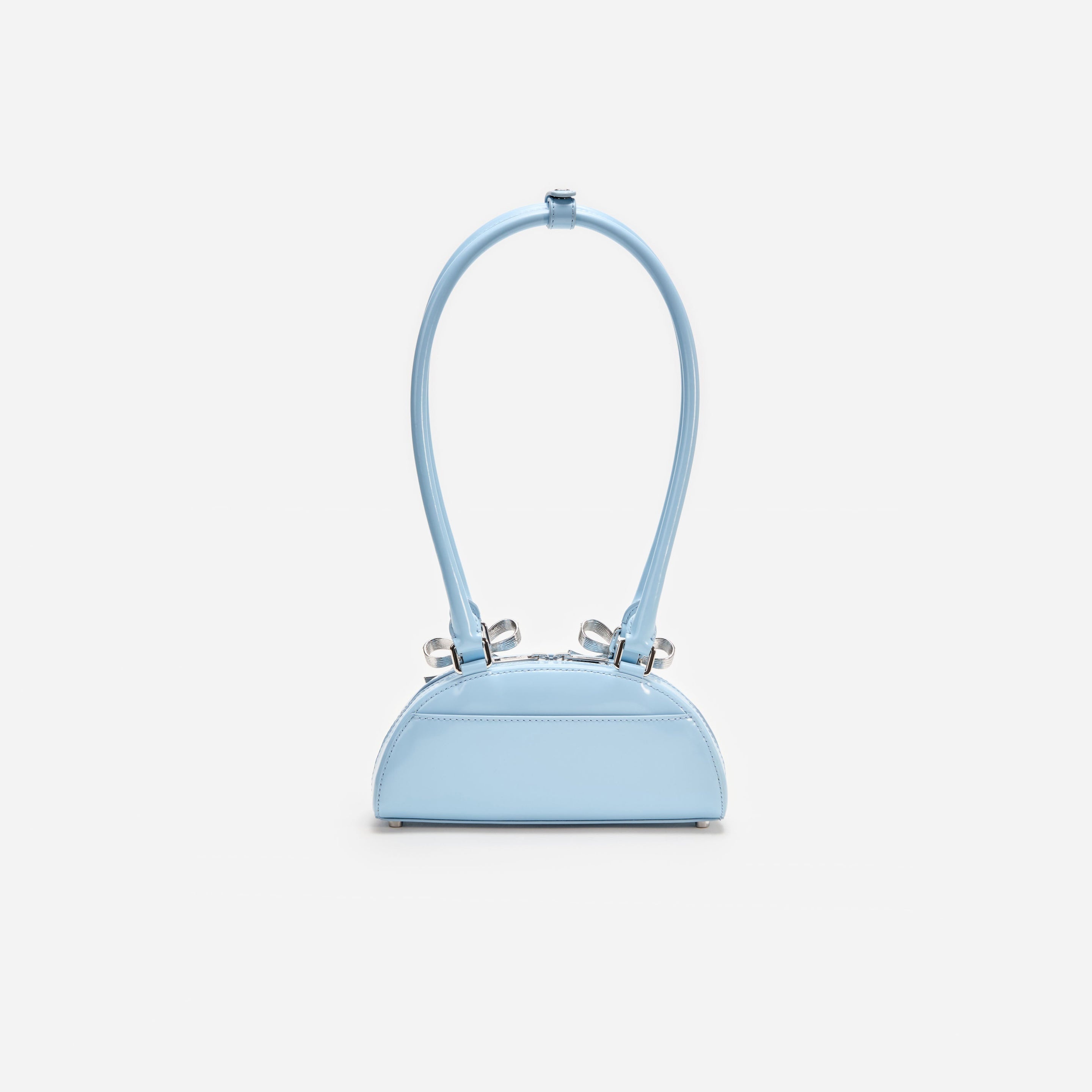 Blue Leather Curved Mini Shoulder Bag - 3