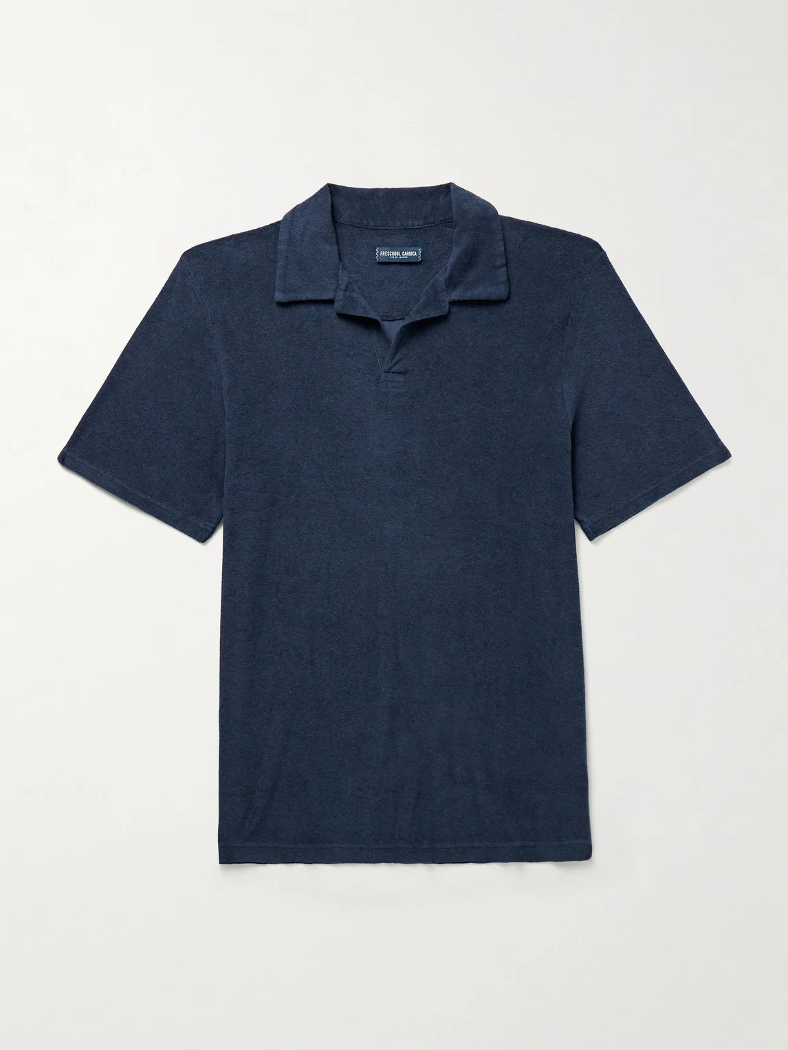 Faustino Camp-Collar Cotton, Lyocell and Linen-Blend Terry Polo Shirt - 1