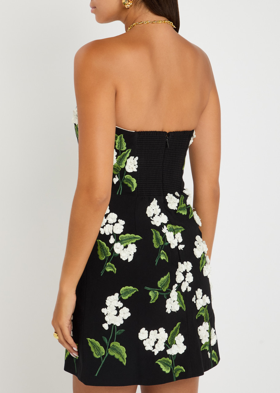 Alice + Olivia Velia Floral-appliquéd Crepe Mini Dress - 3