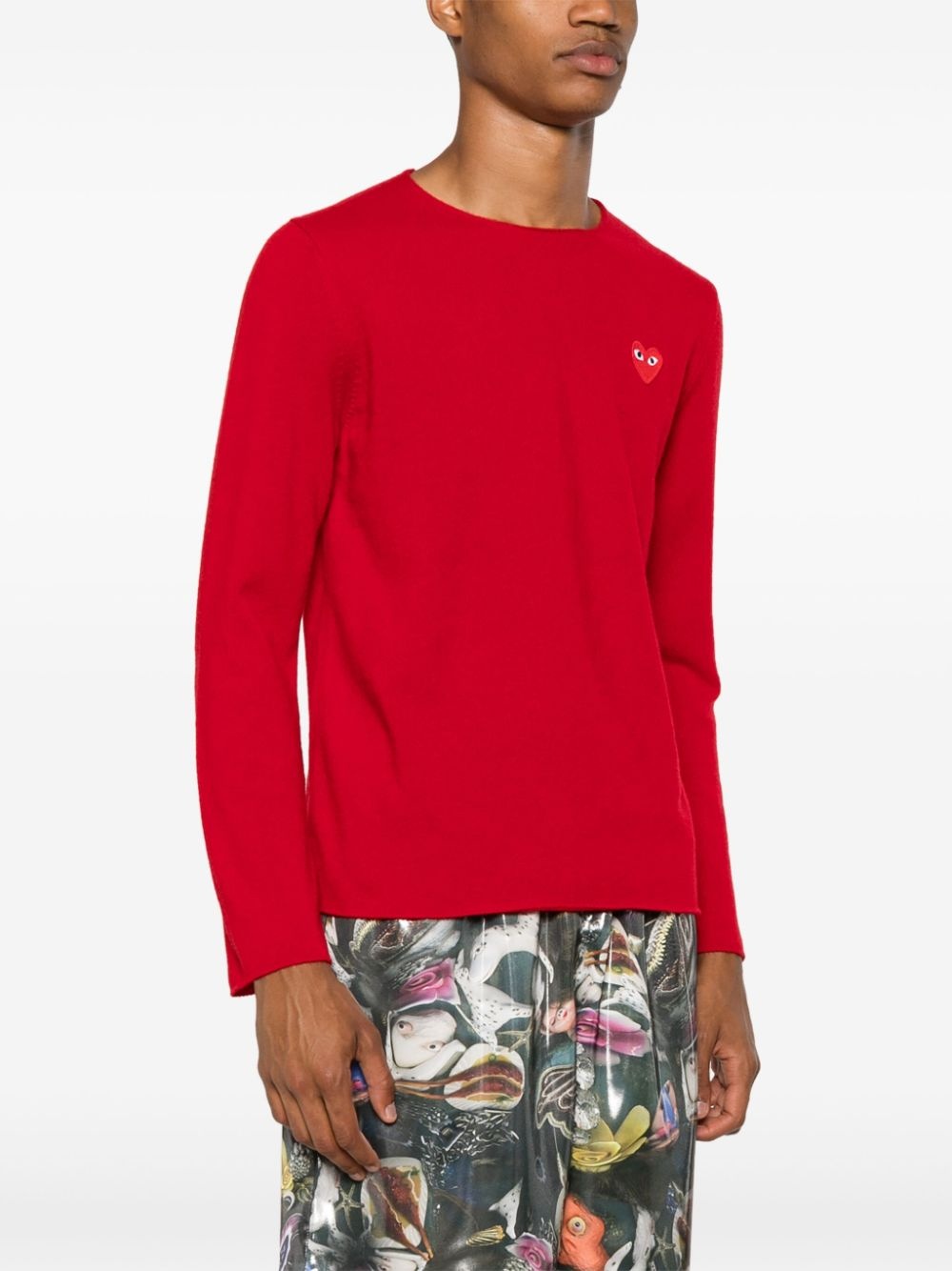 heart-patch wool jumper - 4