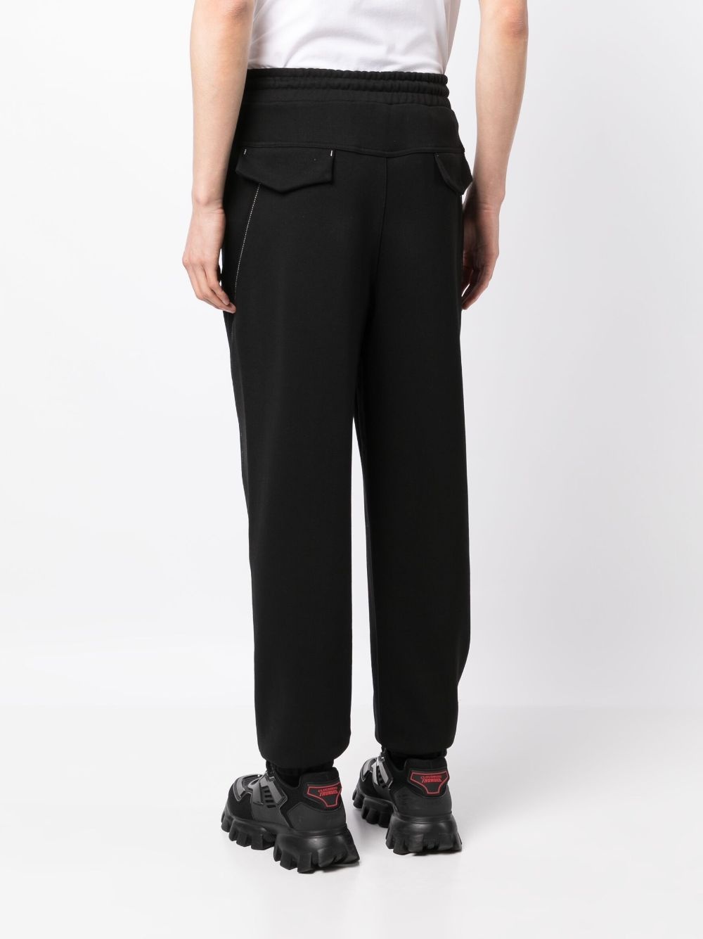 logo-embroidered cotton drawstring trousers - 4