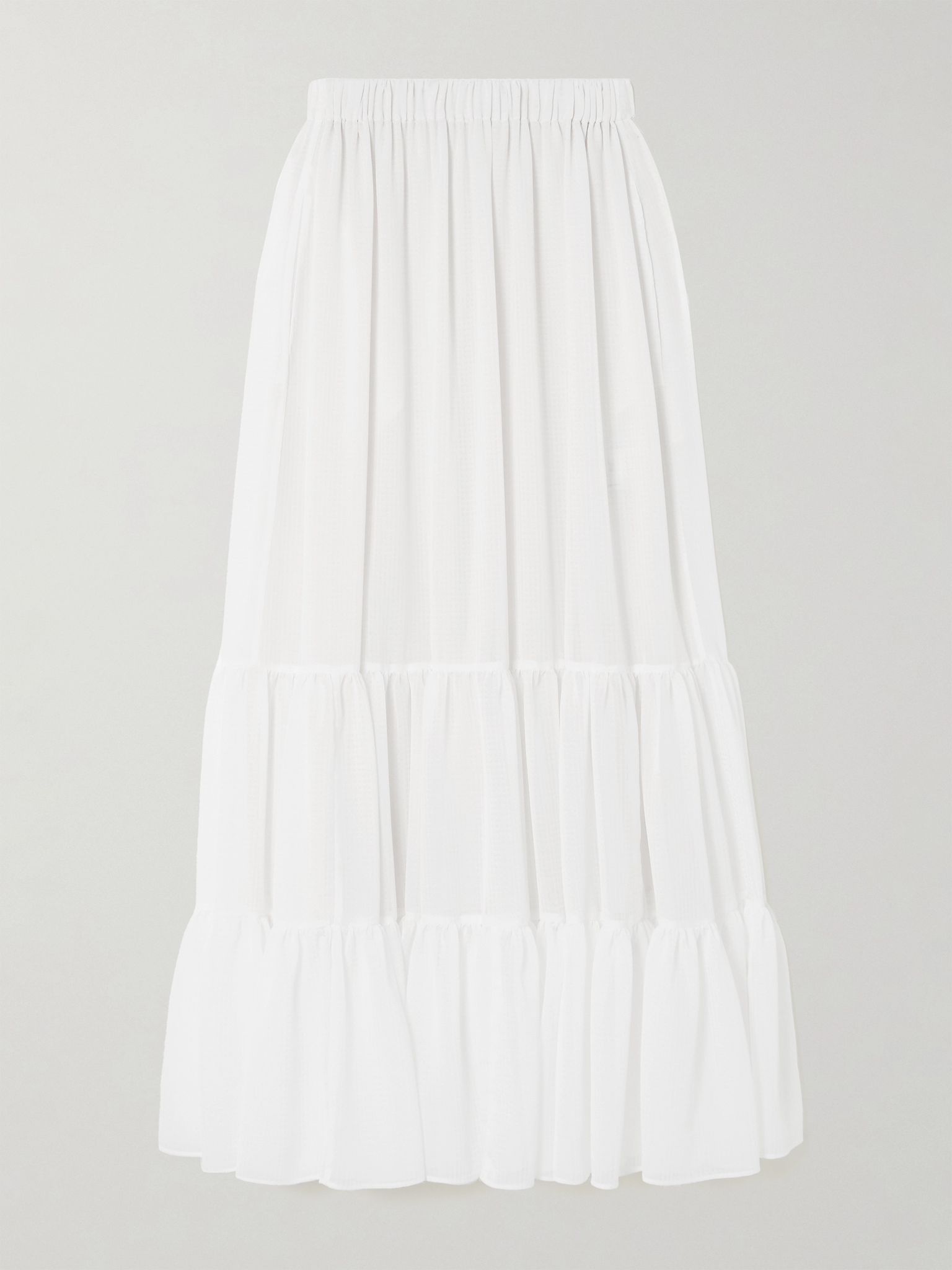 Tiered jacquard maxi skirt White - 1