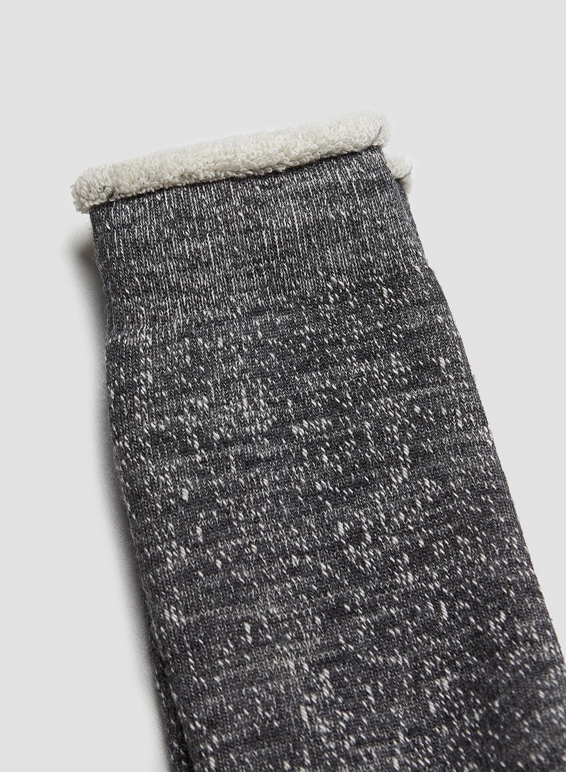 Rototo Double Face Crew Sock in Charcoal - 2