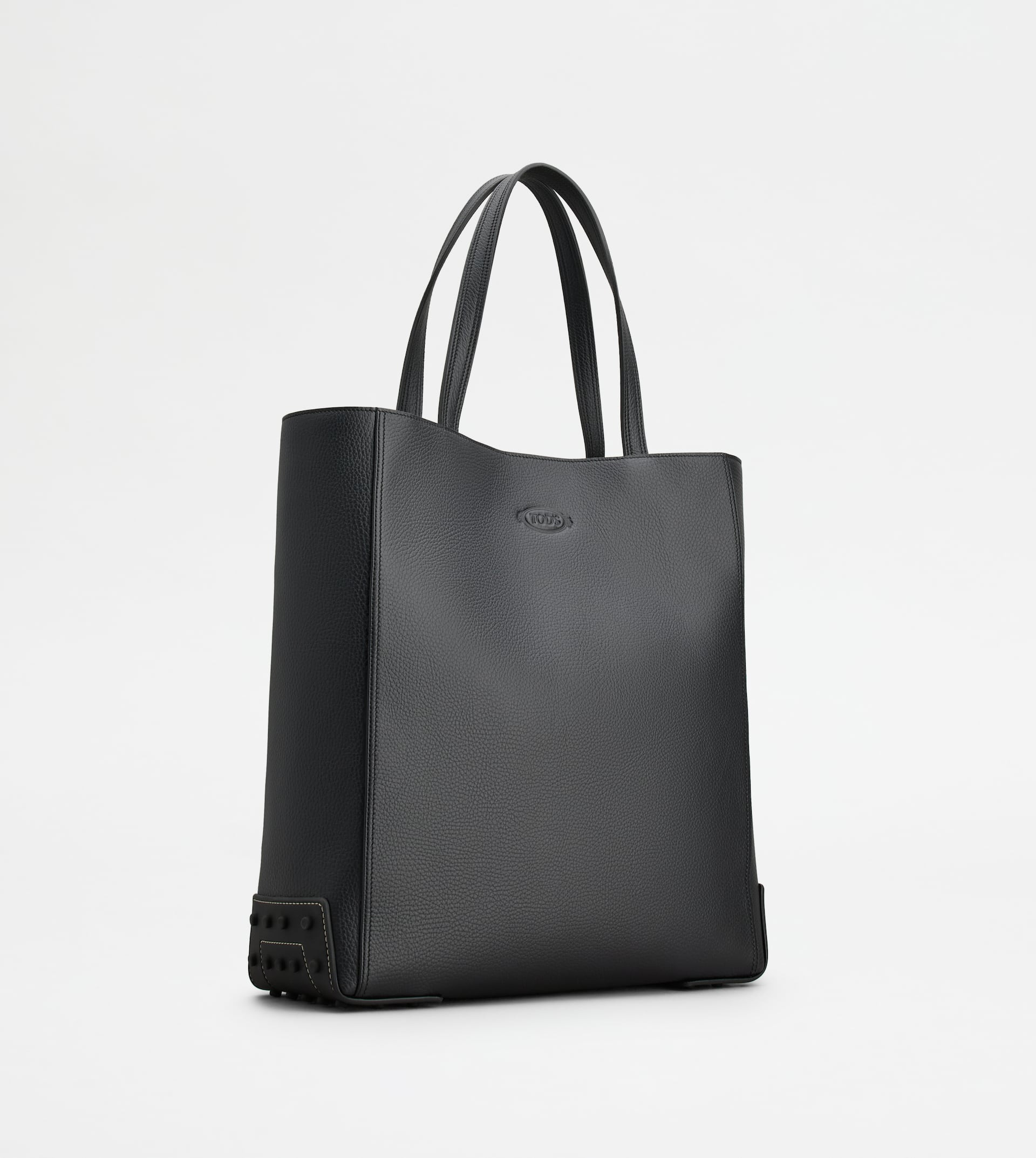 TOTE SHOPPING BAG IN LEATHER MEDIUM - BLACK - 3