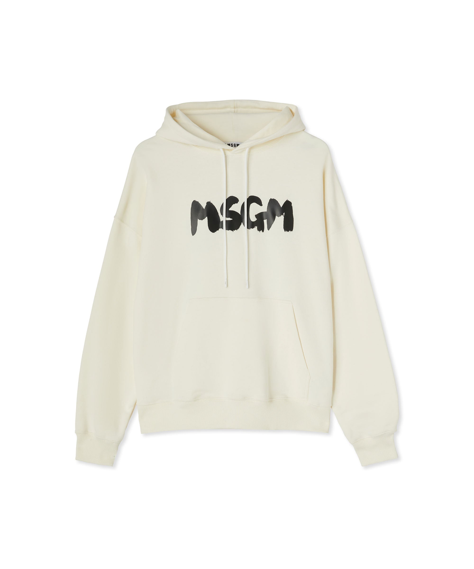 Cotton hooded sweatshirt with MSGM brushstroke logo - 1