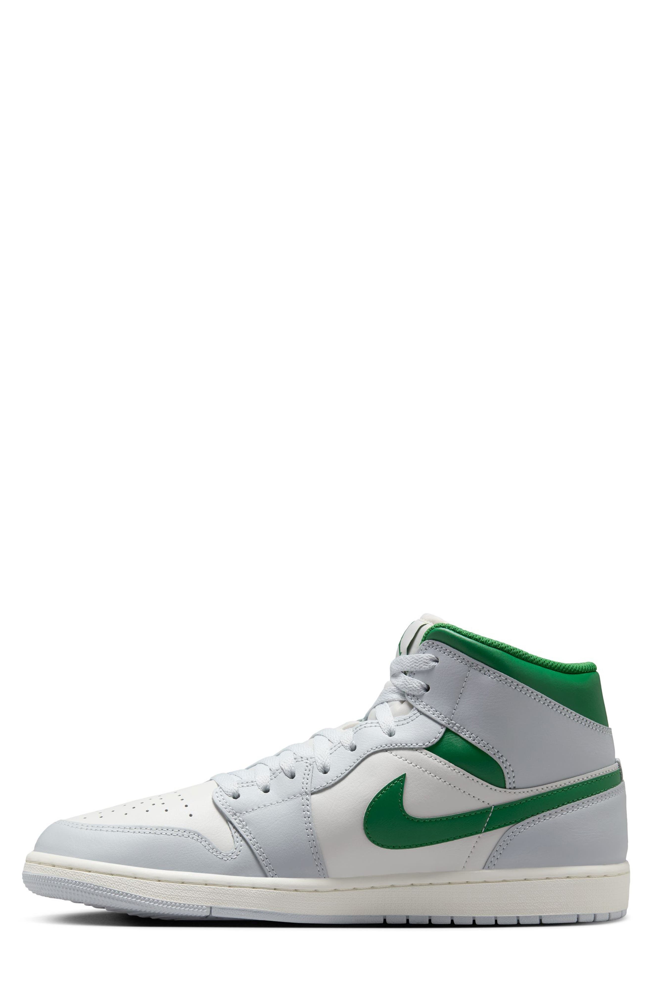 Air Jordan 1 Mid Sneaker in White/Pine Green/Platinum at Nordstrom - 6
