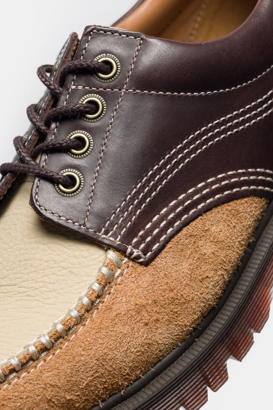 Lowell Moc Toe Shoe in Dark Brown/Light Tan/Desert Brown - 5