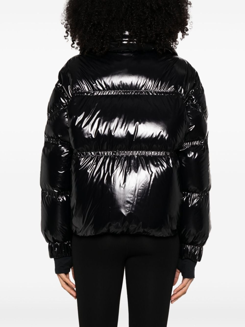logo-patch quilted puffer jacket - 4