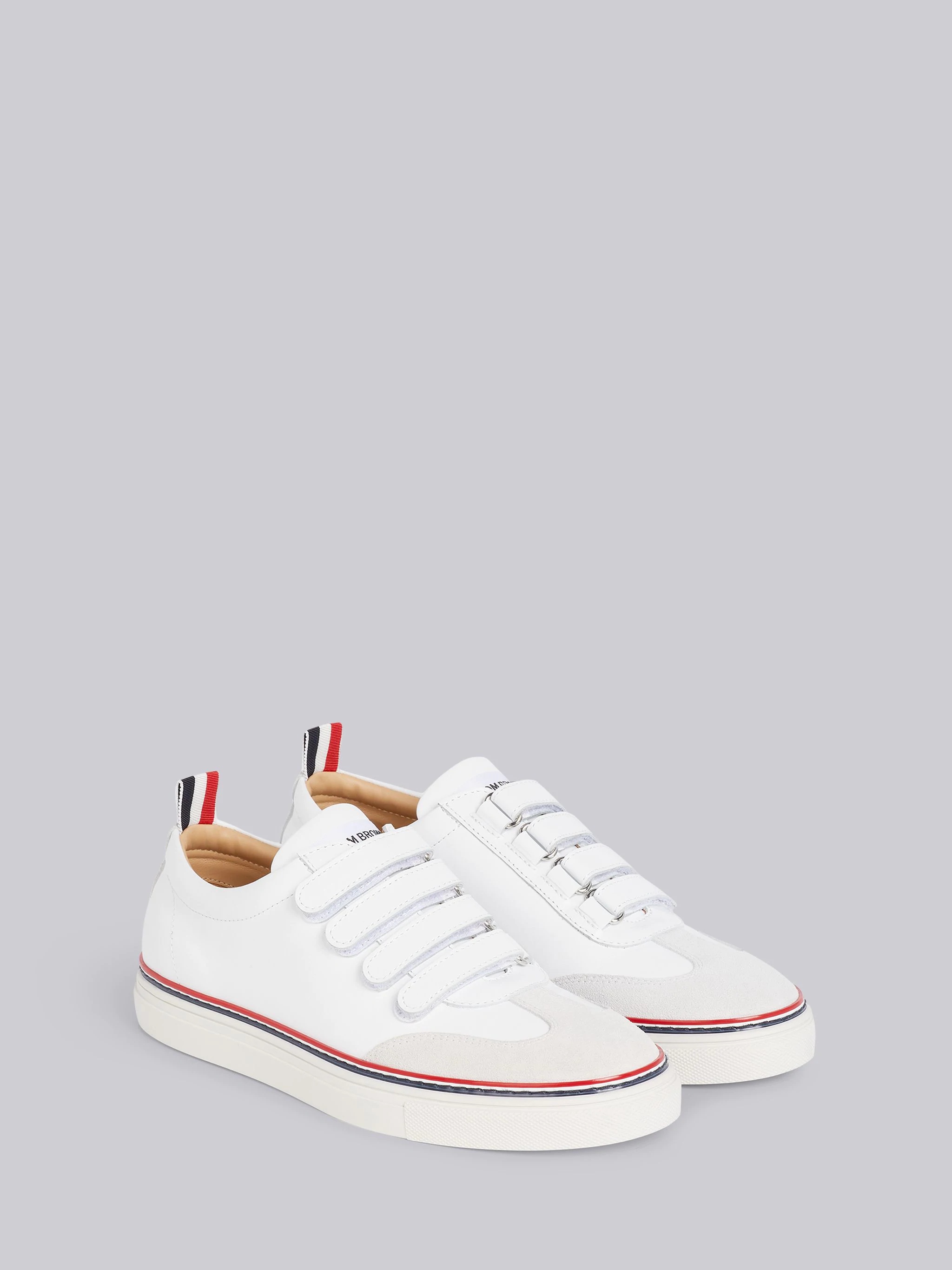 White Vitello Calfskin Velcro Low-top Trainer - 3