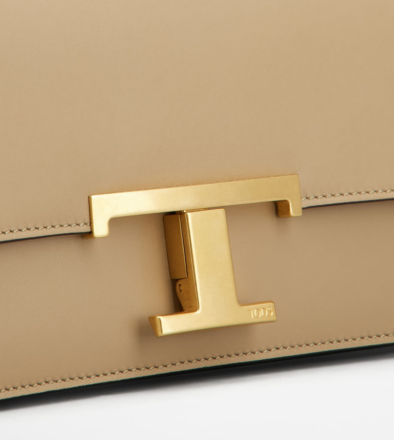 T TIMELESS CROSSBODY BAG IN LEATHER MICRO - BEIGE 5