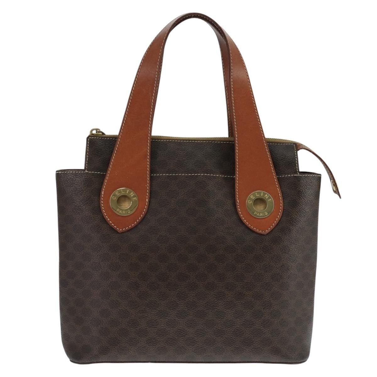 CELINE Macadam Canvas Hand Bag Pvc Leather Brown Gold - 13