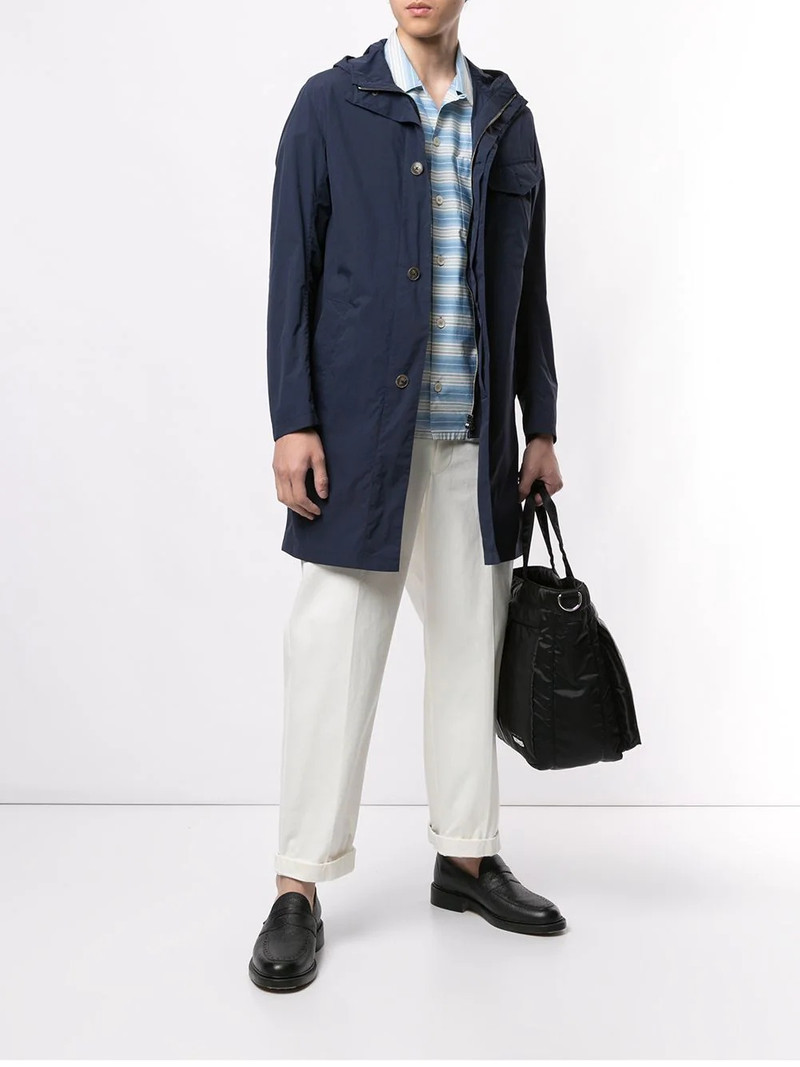 Herno hooded single-breasted coat outlook