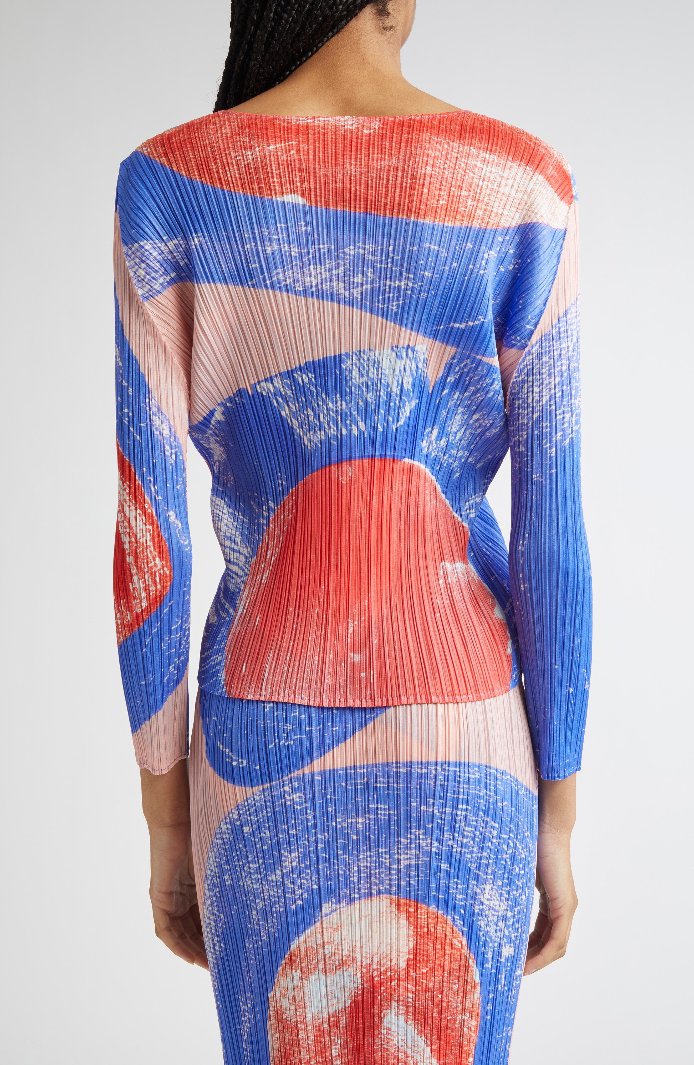 Pleats Please Issey Miyake Backlight Pleated Top in Blue/Red at Nordstrom - 3