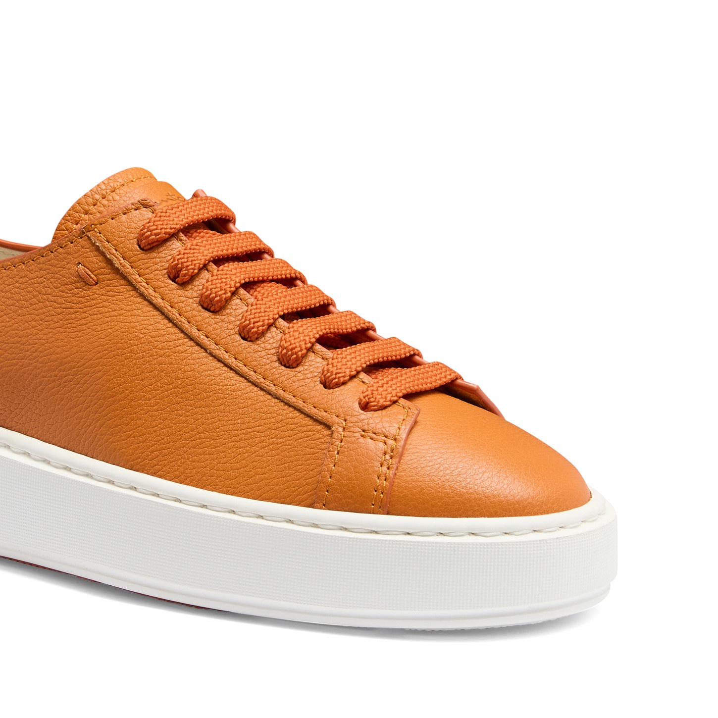 Women's orange tumbled leather sneaker - 6