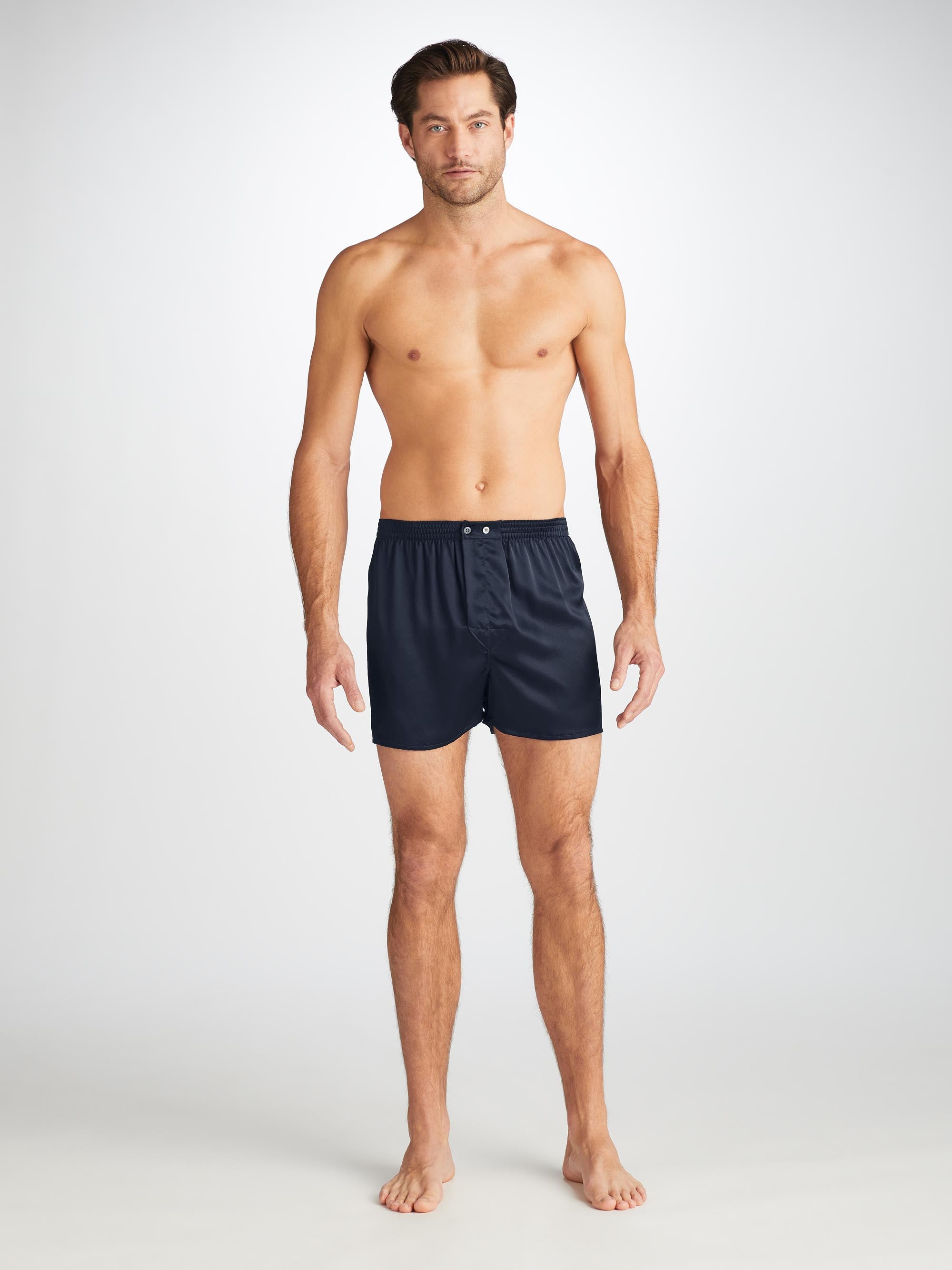 Men's Classic Fit Boxers Bailey Silk Satin Navy - 5