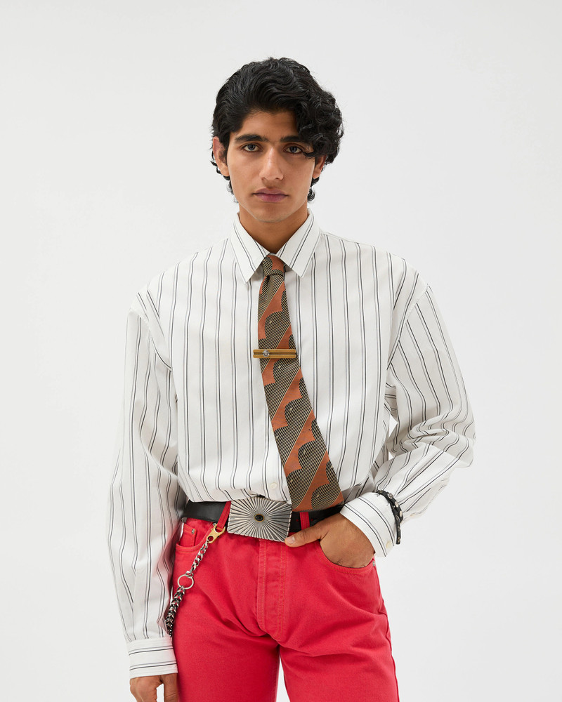 VERSACE Striped Cotton-Poplin Loose Shirt outlook