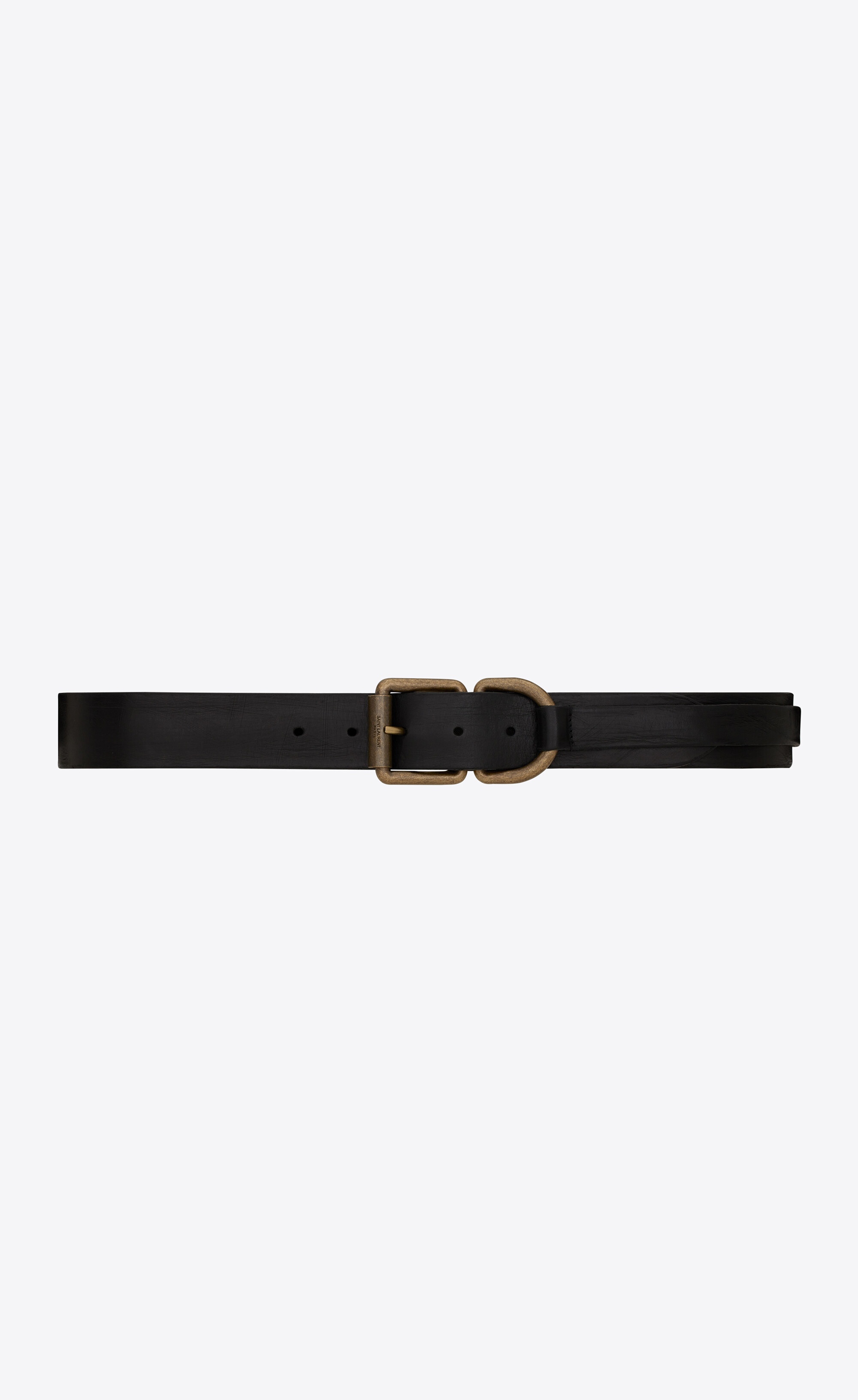 motorcycle buckle belt in vintage leather - 1