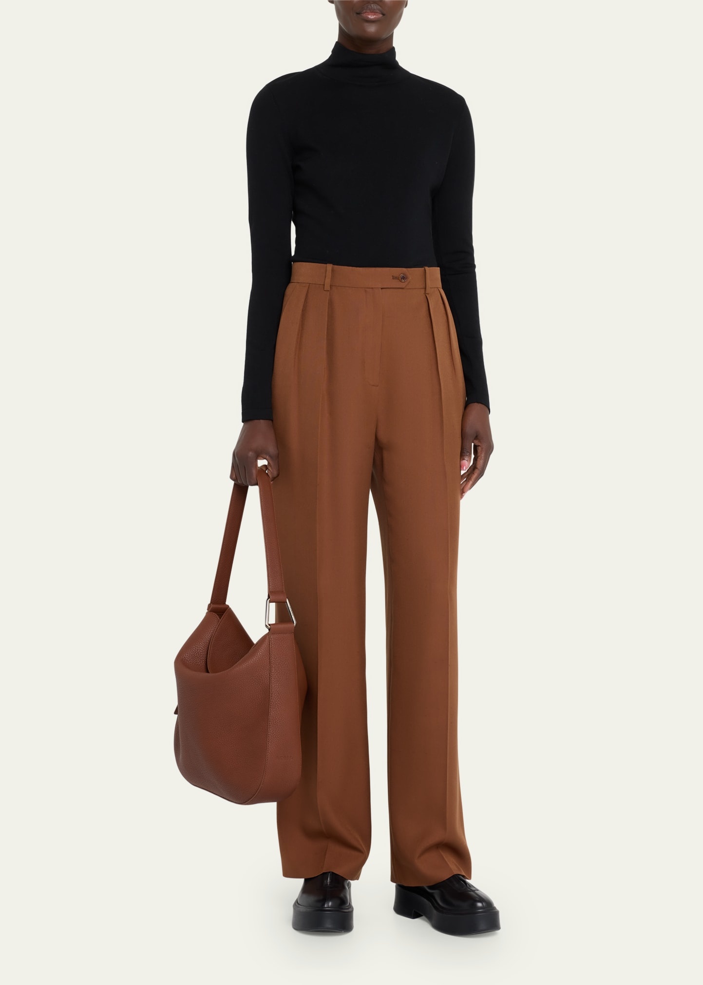 Anna Medium Leather Hobo Bag - 5