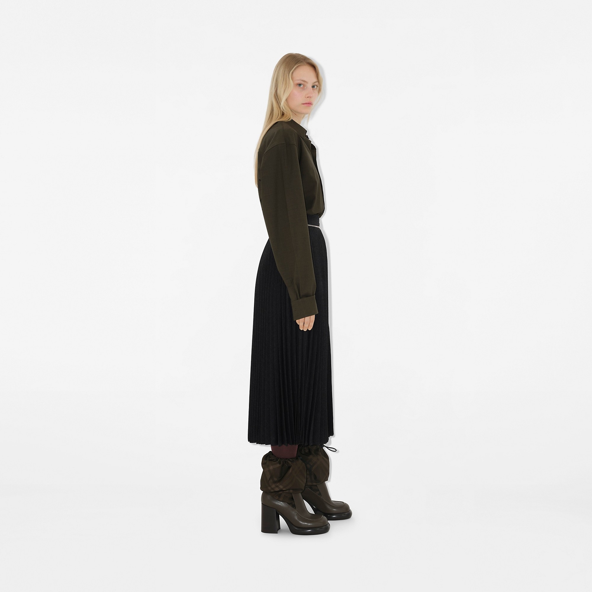 Leather and Nylon Blend Wedge Boots - 2