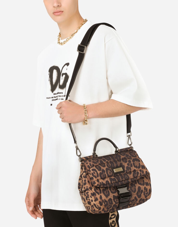 Leopard-print Sicily crossbody bag in quilted nylon - 2