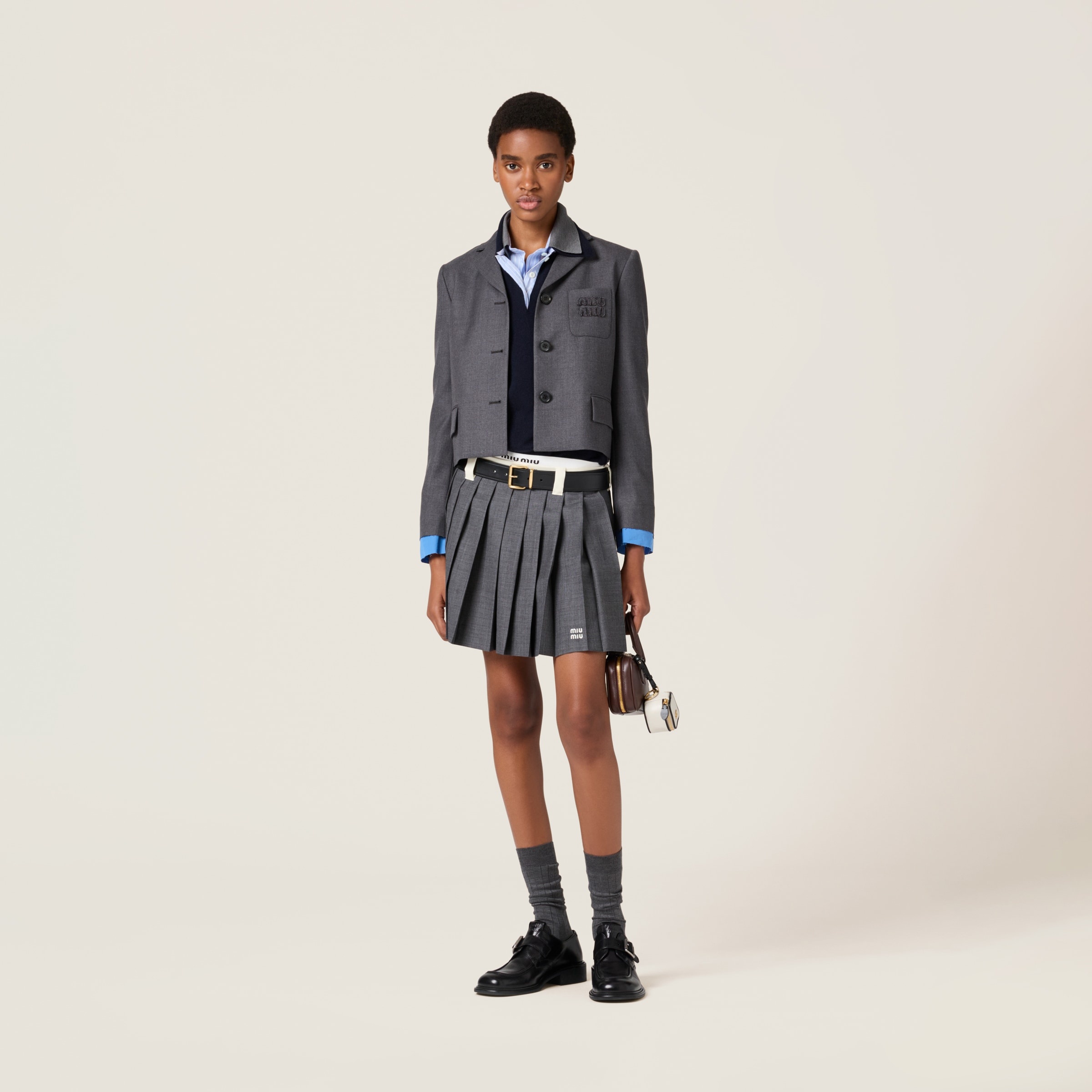 Single-breasted cropped gabardine jacket - 2