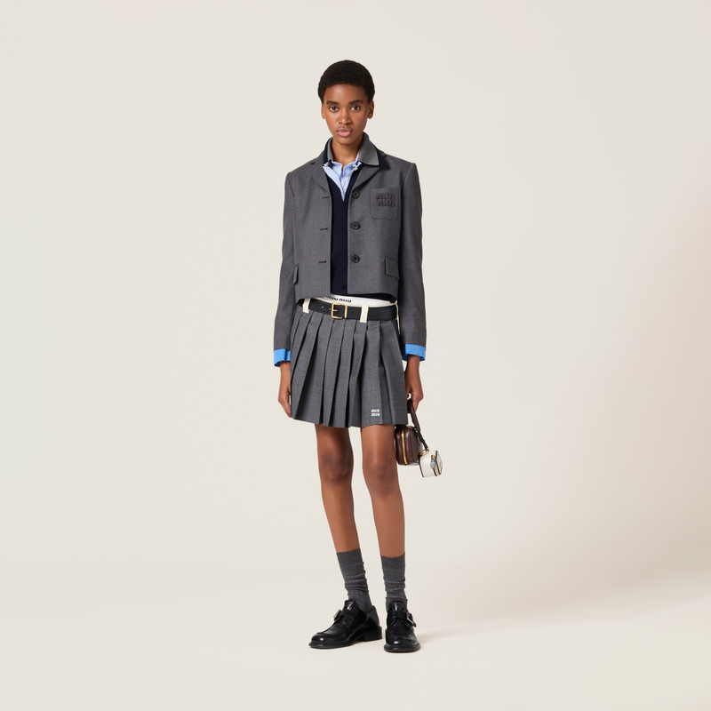Miu Miu Single-breasted cropped gabardine jacket outlook