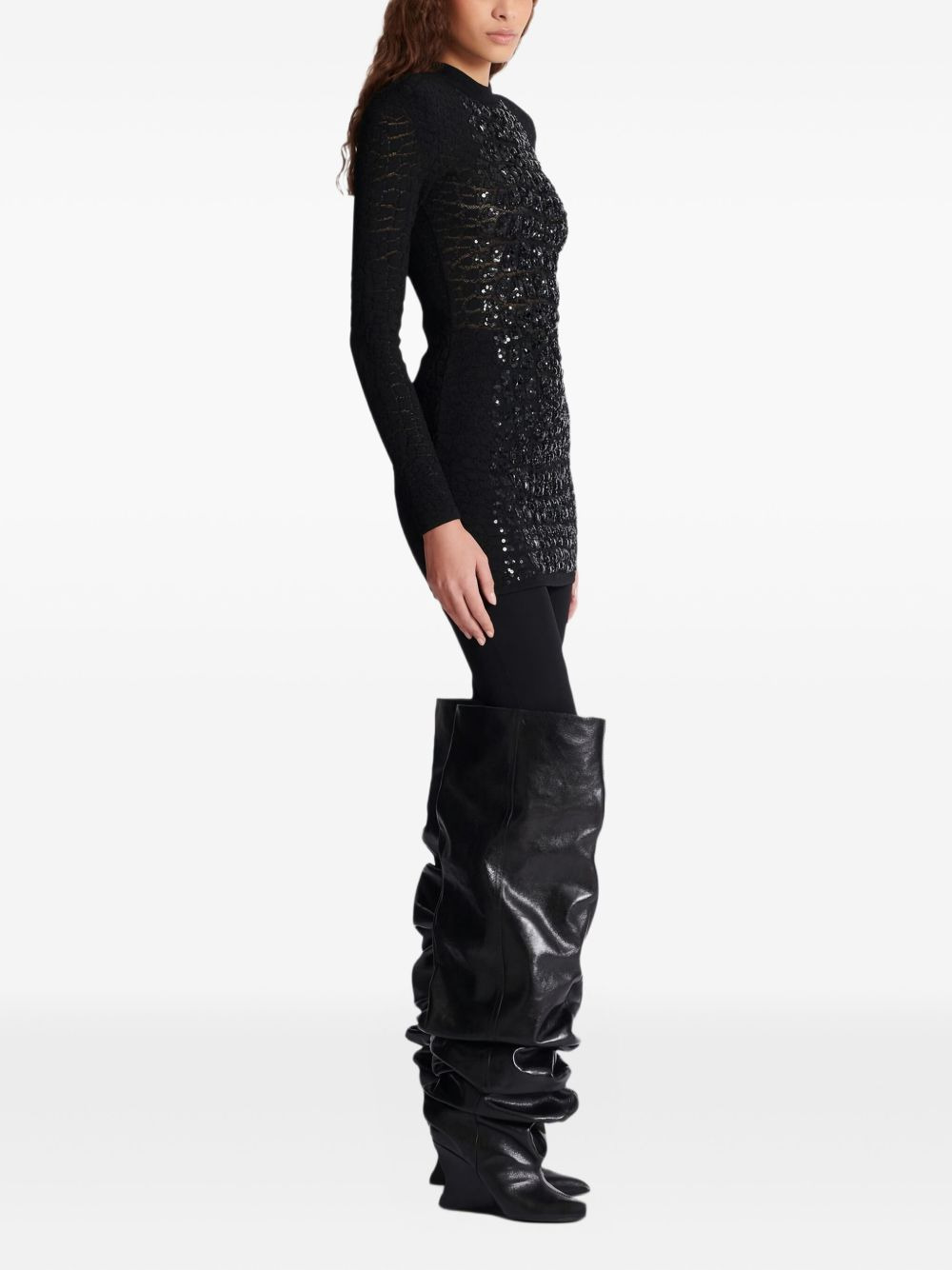 sequin-embellished knit mini dress - 3