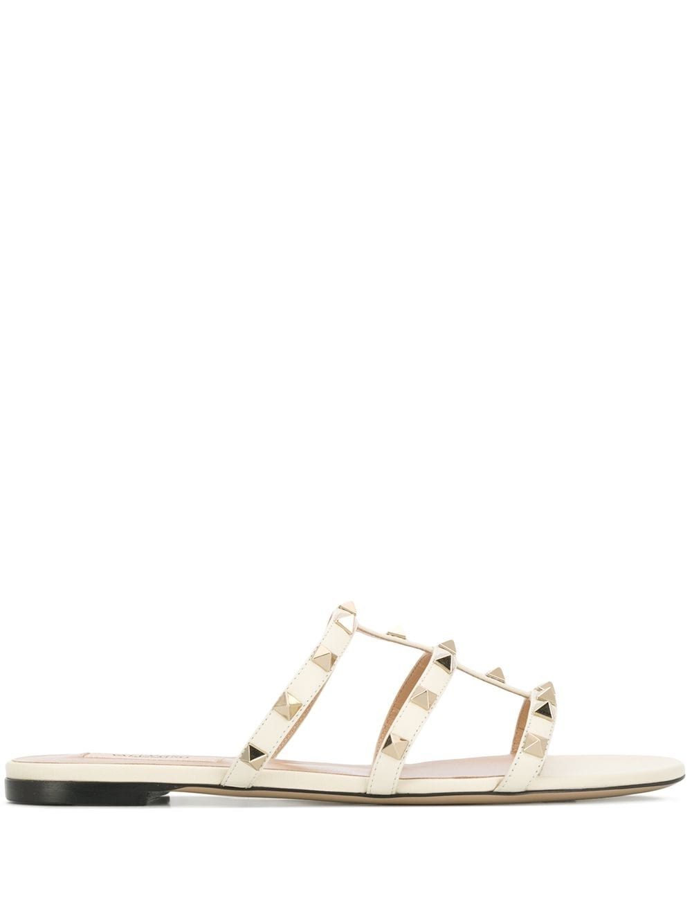 Rockstud leather flat sandals - 1