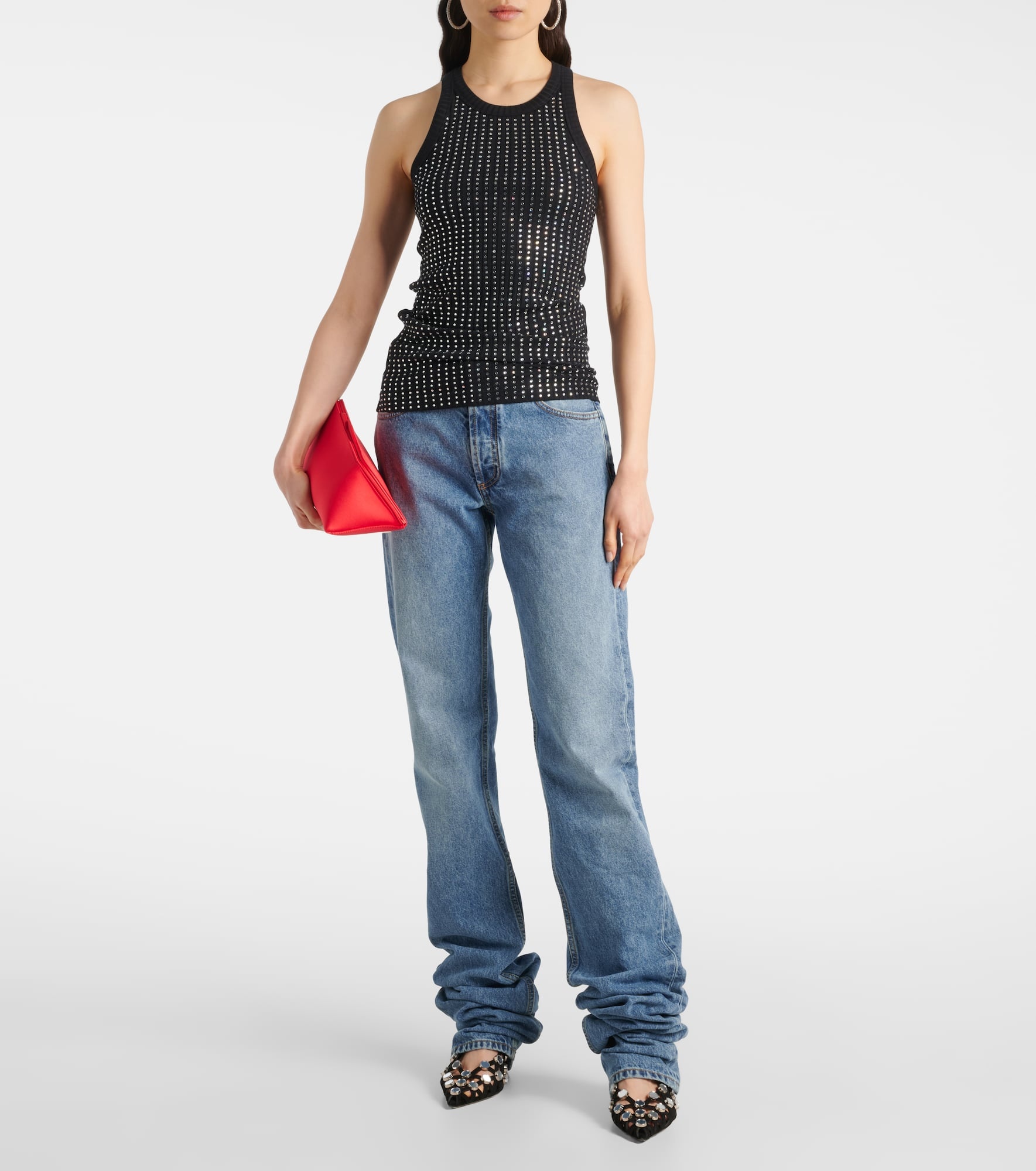 Crystal-embellished ribbed-knit tank top - 2
