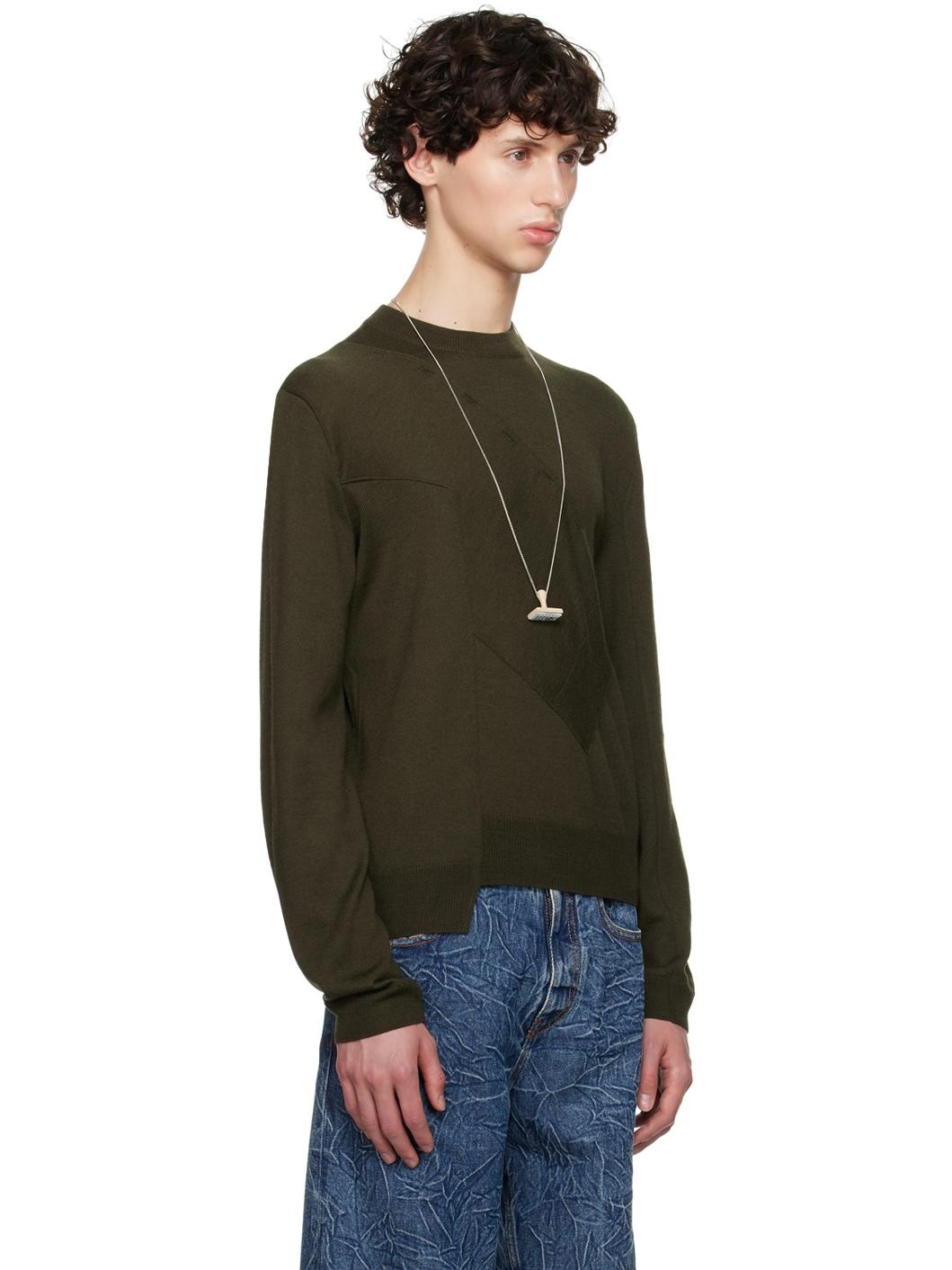 Khaki Paneled Sweater - 2