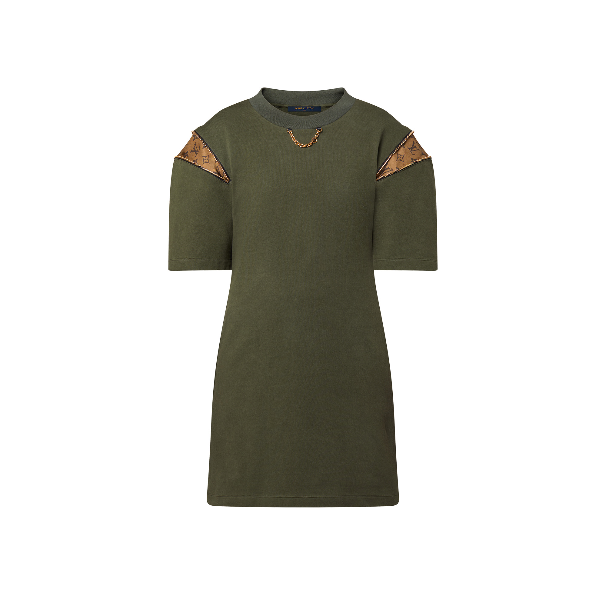 Zipper Sleeve T-Shirt Dress - 1