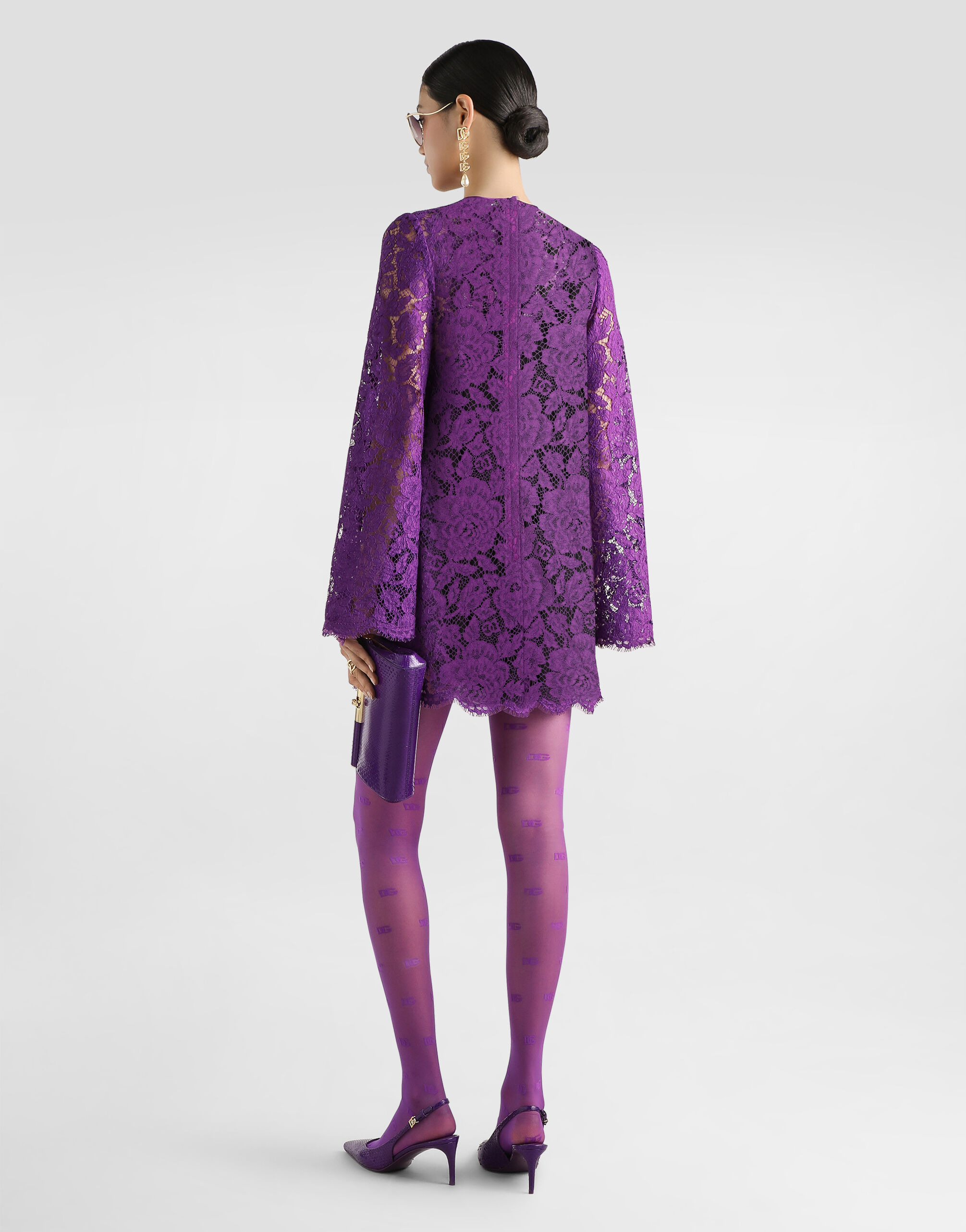 Cordonetto lace short dress - 3