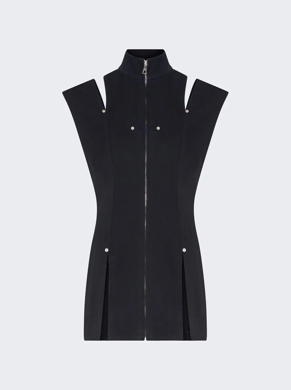 Overdyed Denim Slit Detail Short Dress Navy - 1