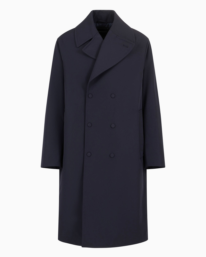 Double-breasted soft-touch nylon trench coat 1