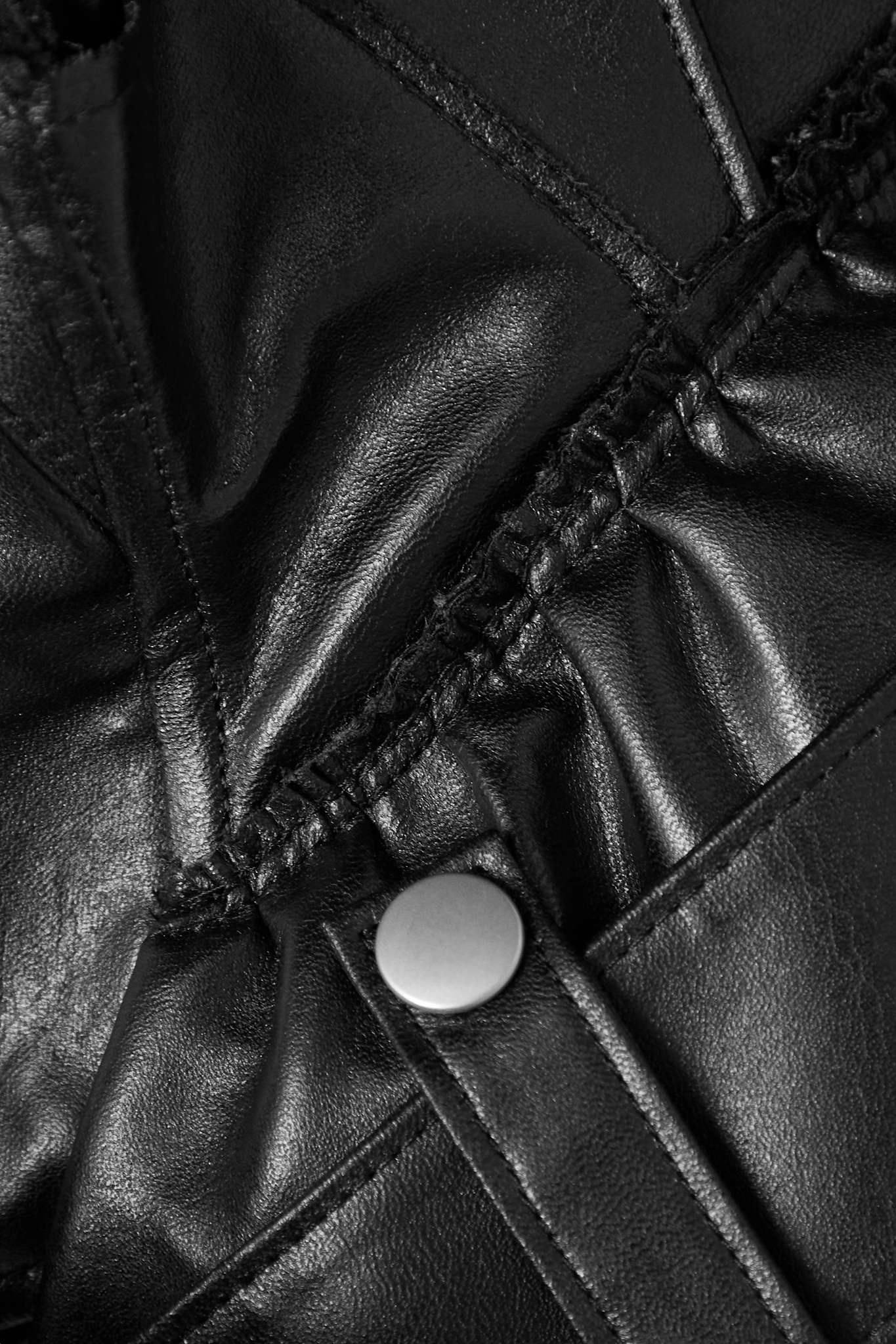 Belted faux leather biker jacket - 4