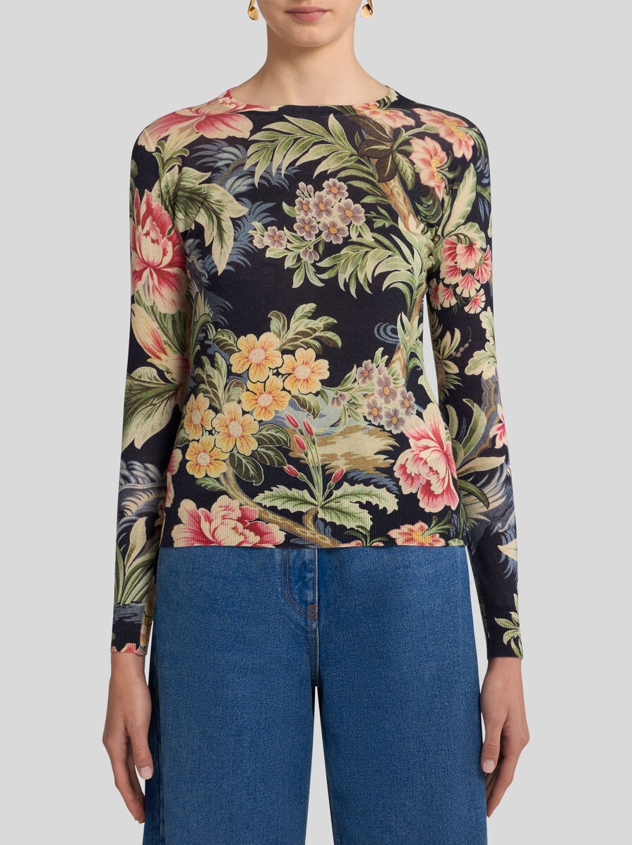 PRINTED CASHMERE AND SILK SWEATER - 2