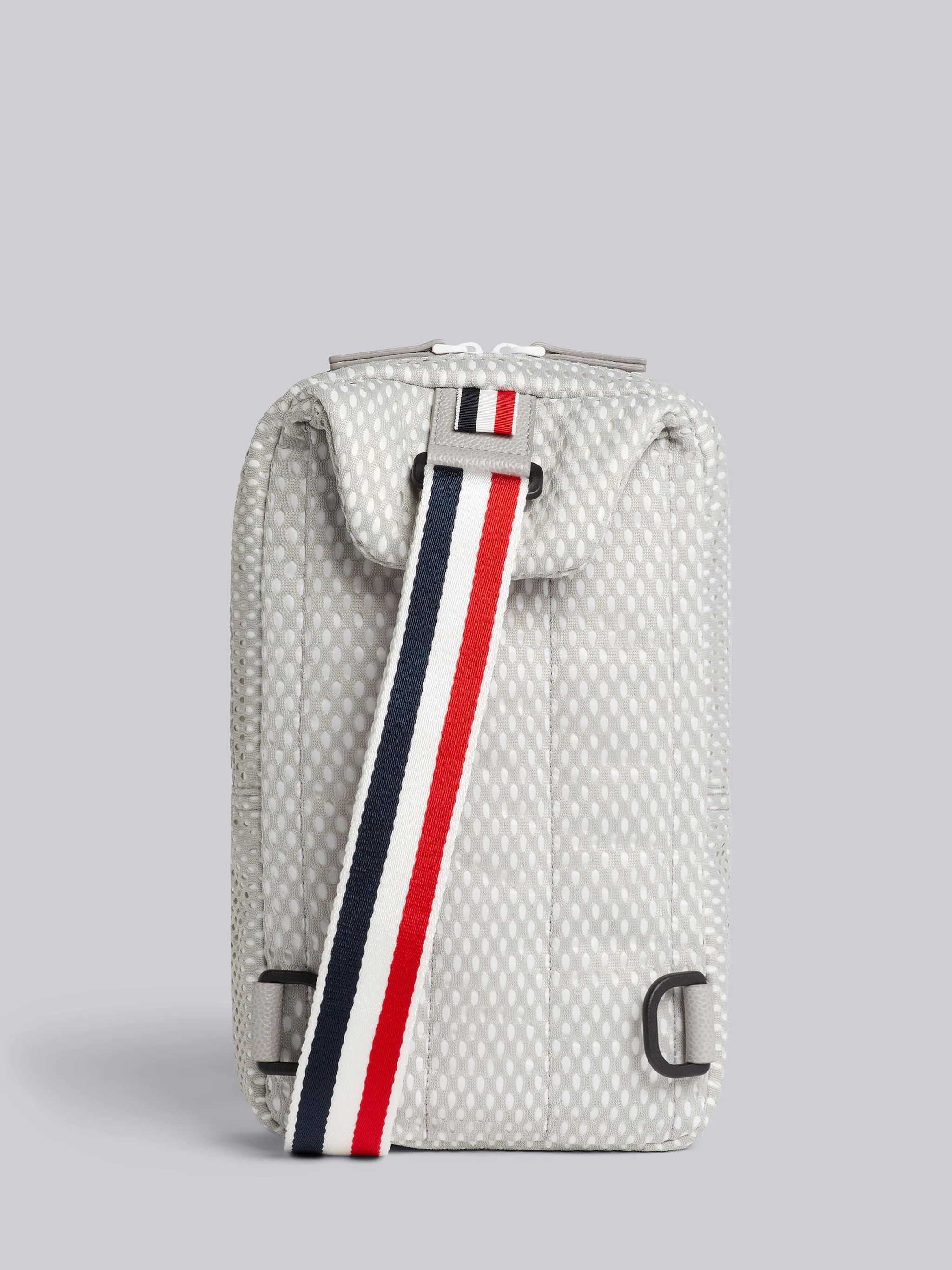 Medium Grey Heavy Athletic Mesh Striped Strap Crossbody Bag - 4