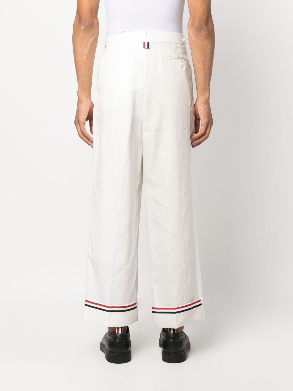 turn-up linen trousers - 4