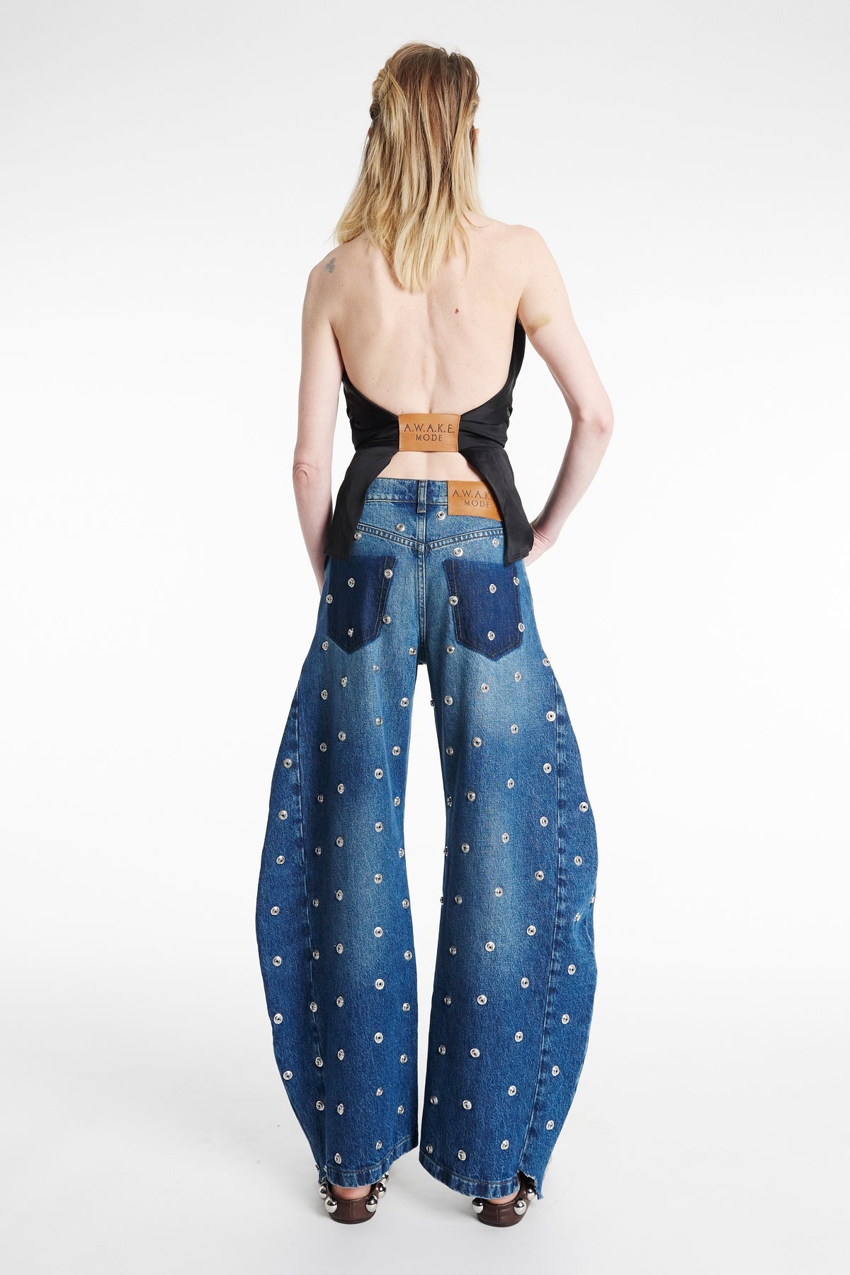 STUDDED ORGANIC JEANS BLUE DENIM - 2