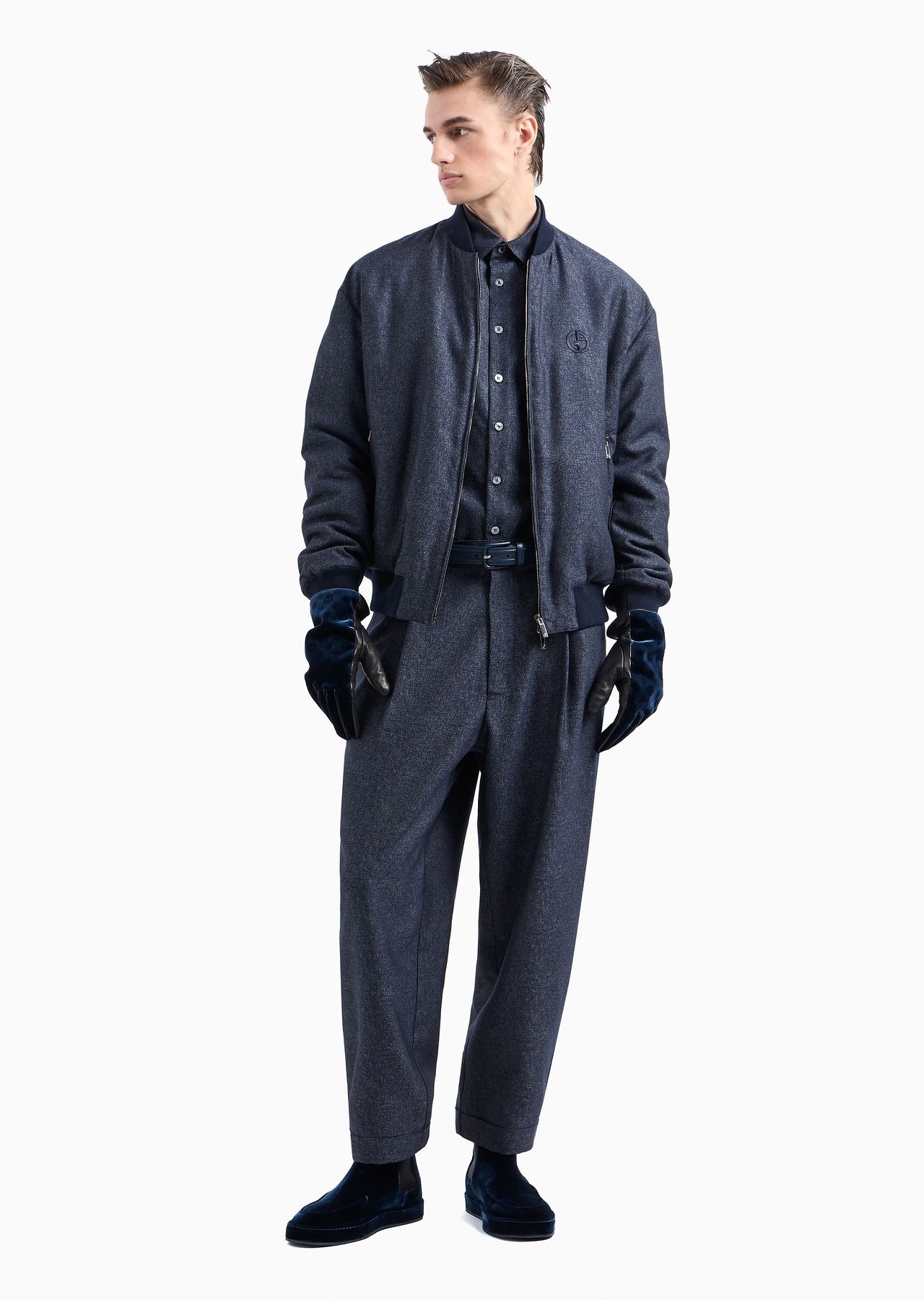 Denim Collection blouson in virgin wool, viscose and silk - 4