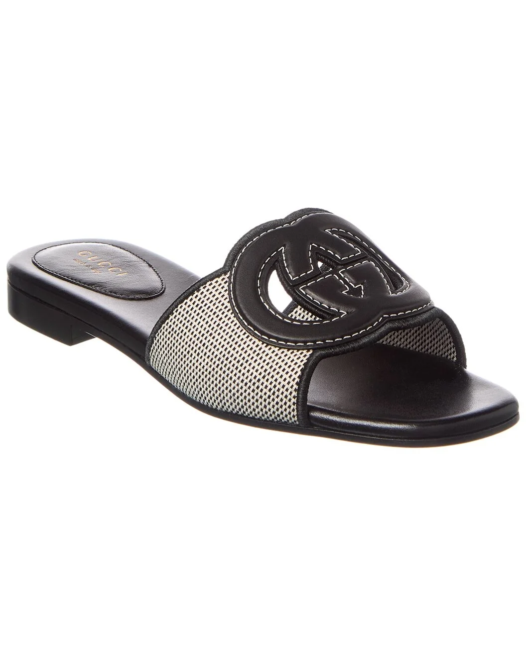 Gucci Interlocking G Canvas & Leather Sandal - 1