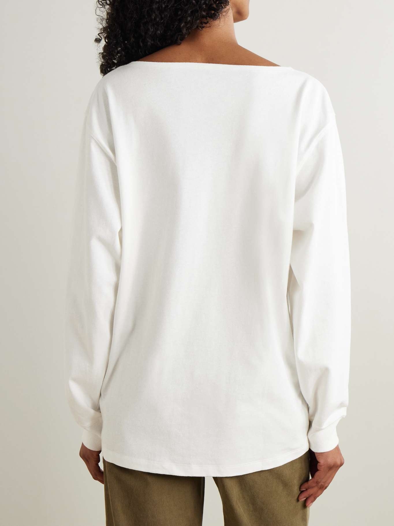Cotton and linen-blend jersey top White - 4