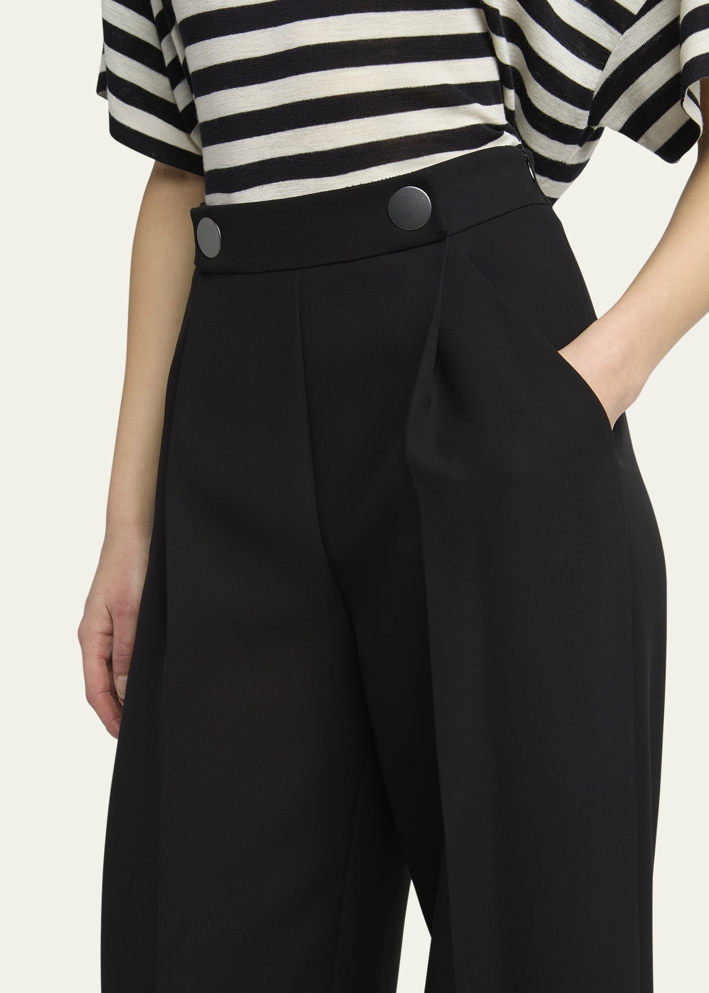 Pleated Wide-Leg Silk Cady Trousers - 5