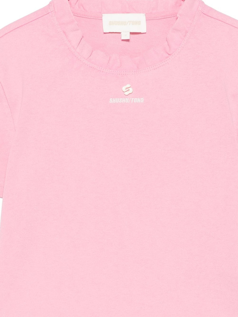 ruffle-trim logo-print T-shirt 3