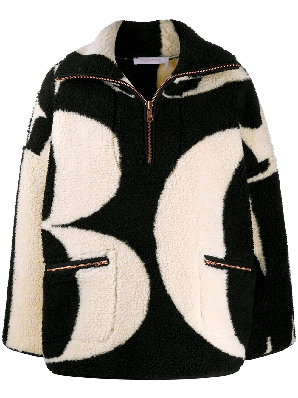 letter print fleece jacket - 1