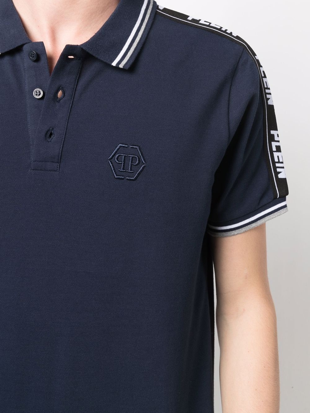 logo-tape detail polo shirt - 5