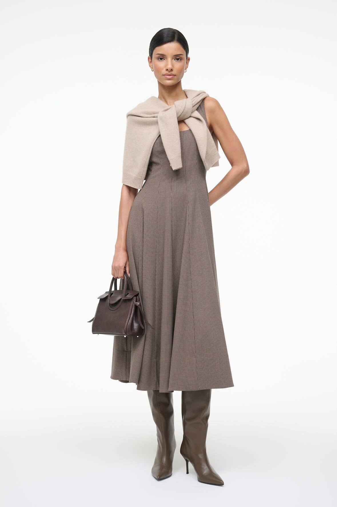 STAUD WELLS DRESS HOUNDSTOOTH - 8